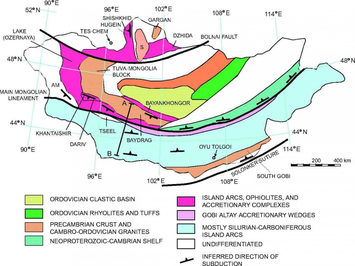 Karte geologische Karte der Mongolei