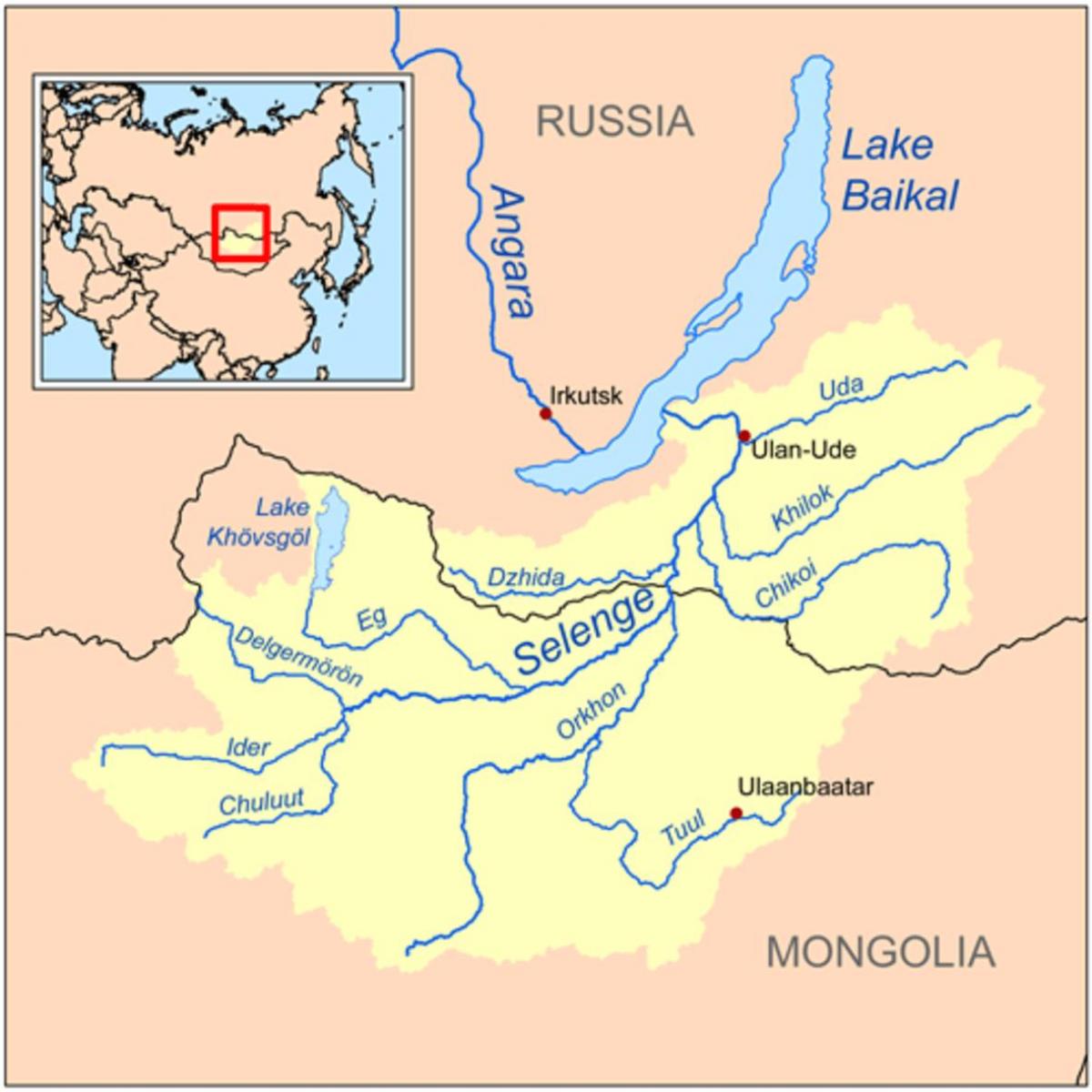 Landkarte von Mongolei-Fluss