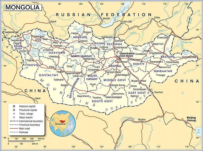 Mongolei tourist map
