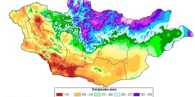 Karte der Bevölkerungsdichte der Mongolei