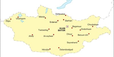 Mongolei Karte mit Städten